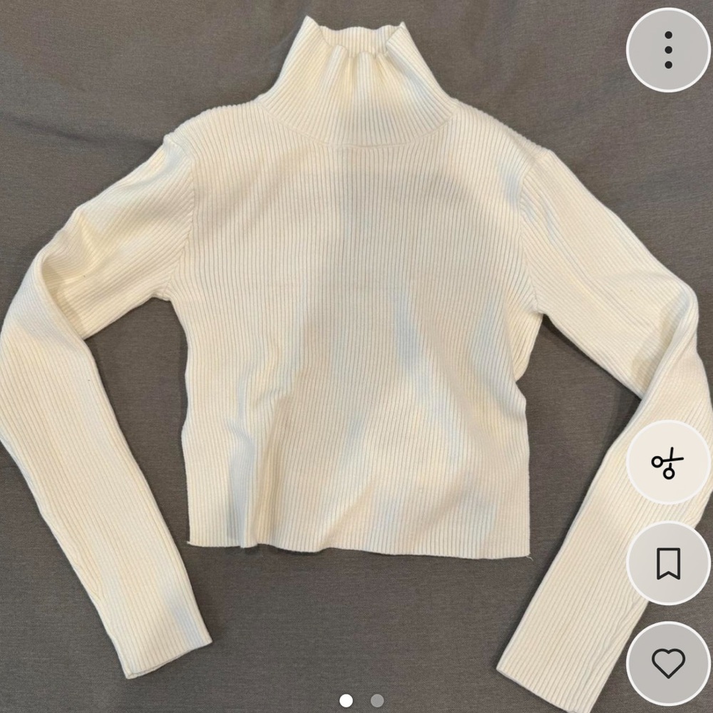 NWT Nasty Gal Backless Knitted Turtleneck Top White 4